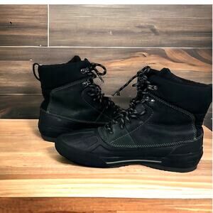 Clarks Men’s 8 Bowman Peak Black Leather High Top Casual Lace Up Duck Boots
